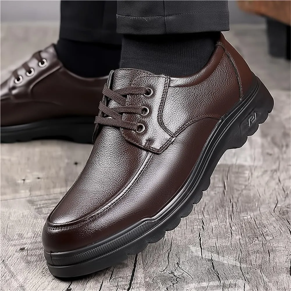 Men's Business Casual Dress Shoes Autumn Lace Up Dad Shoes Comfortable Middle Aged Casual Footwear