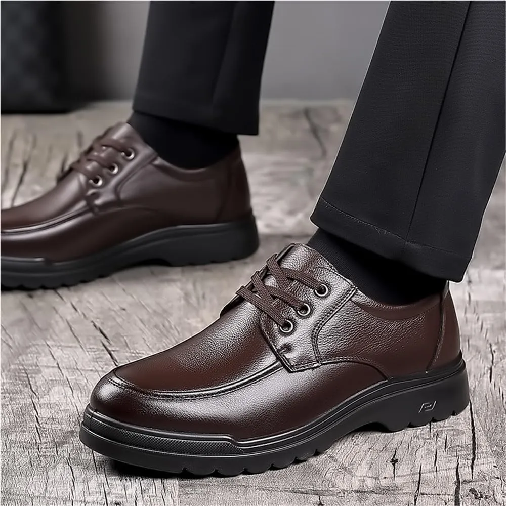 Men's Business Casual Dress Shoes Autumn Lace Up Dad Shoes Comfortable Middle Aged Casual Footwear