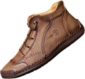 Mens Casual Shoes Loafers Flat Shoes Vintage Comfort Soft Leather Ankle Boots Lace-up Driving Shoes Flats Oxford Shoes