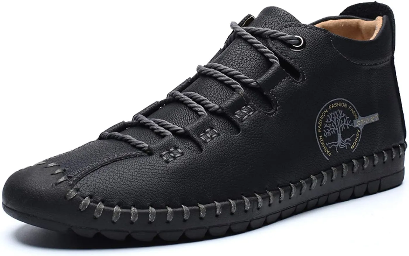 Mens Casual Shoes Oxford Vintage Comfort Soft Leather Lace-up Driving Flat Shoes
