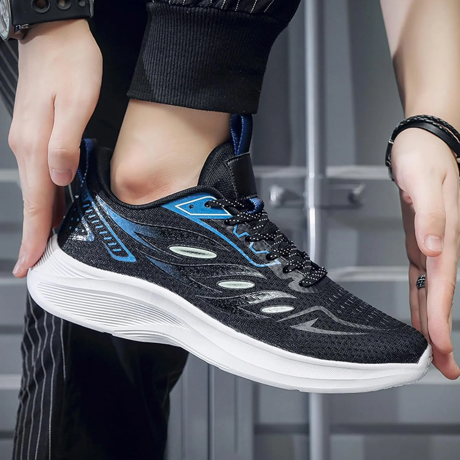 Men's Classic Casual Jogging Sneakers Business Mesh Breathable Walking Shoe Arch Support Walking Shoes for Men