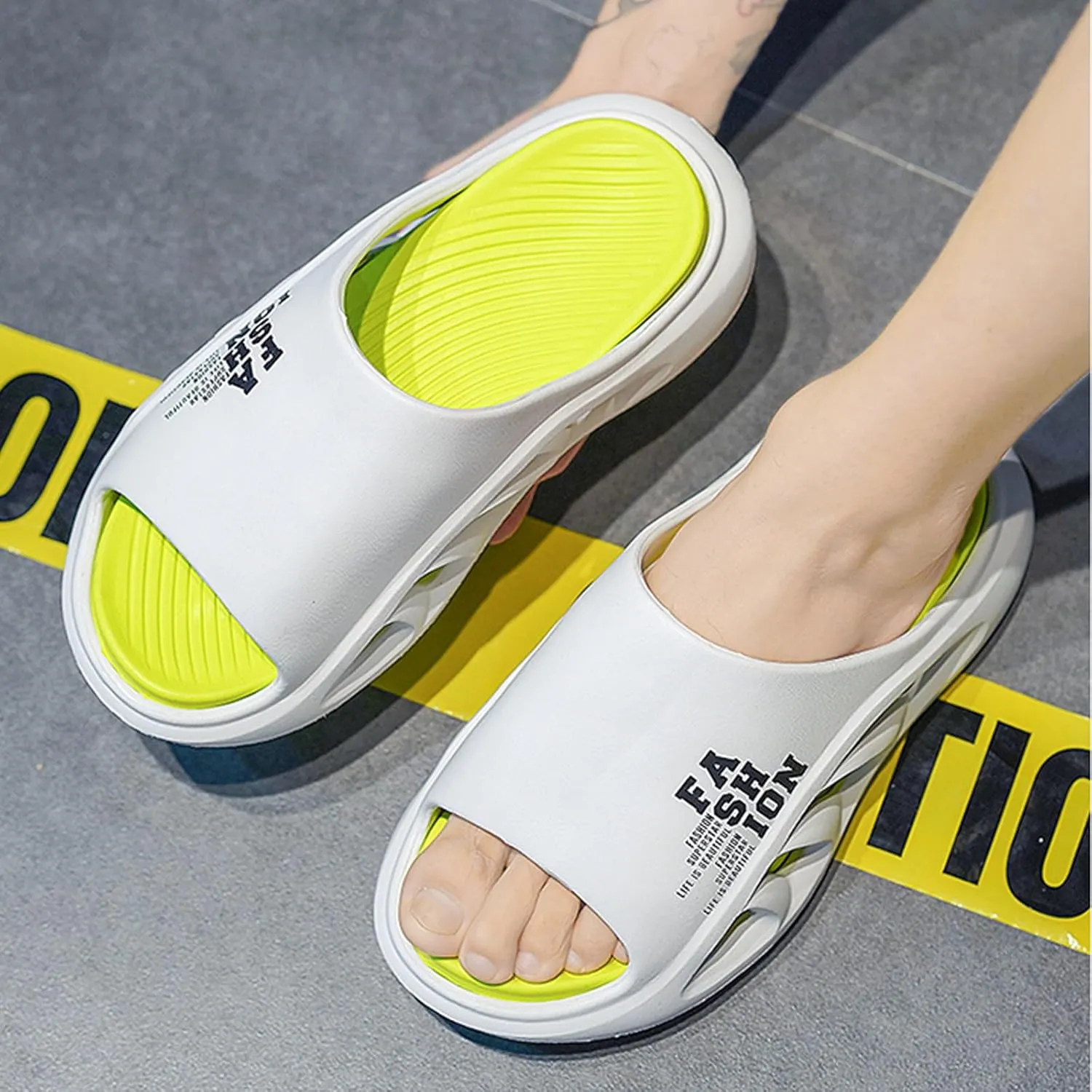 Men's Height Increasing Anti-Slip Slippers, Mens Sport Recovery Sandals Double Color Matching Thick Cushion