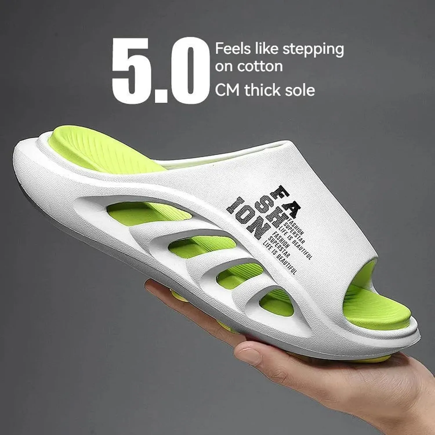 Men's Height Increasing Anti-Slip Slippers, Mens Sport Recovery Sandals Double Color Matching Thick Cushion