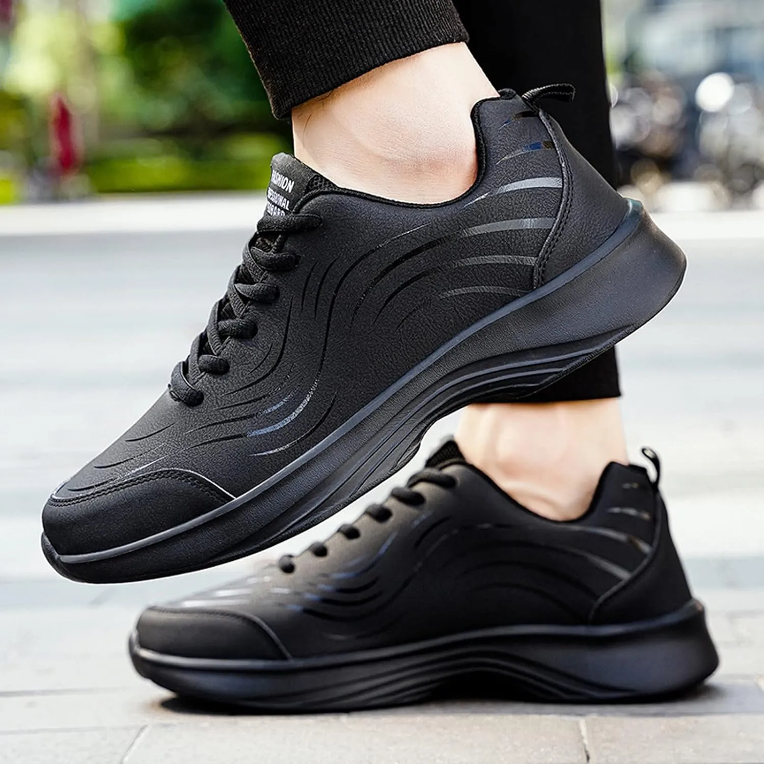 Mens Shoes Casual Leather Laace Up Solid Casual Fashion Simple Shoes Student Running Mens Sneaker
