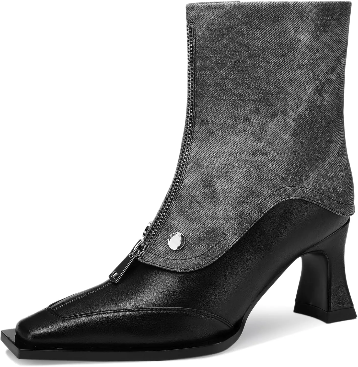Mid Calf Boots for Women Square Toe Winter Chunky Block Extra Wide Calf Botas Para Mujer Dressy Warm Lined Ladies Fashion 3 Inch High Heels