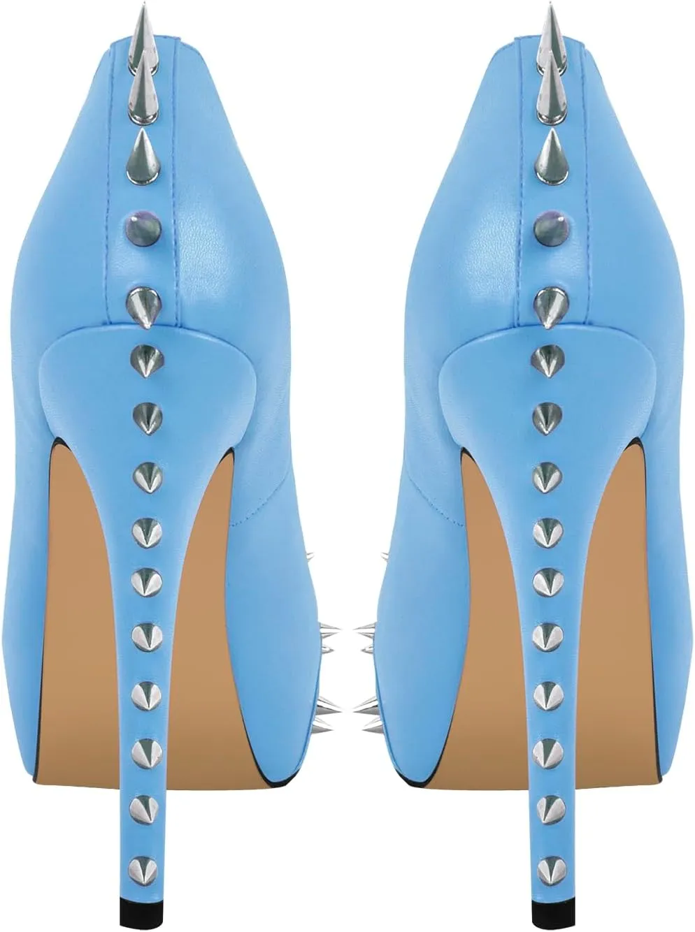 onlymaker Women's Slip-on Stiletto Heels Stud Rivets Pumps Close Toe Platform Casual Dress Court Shoes