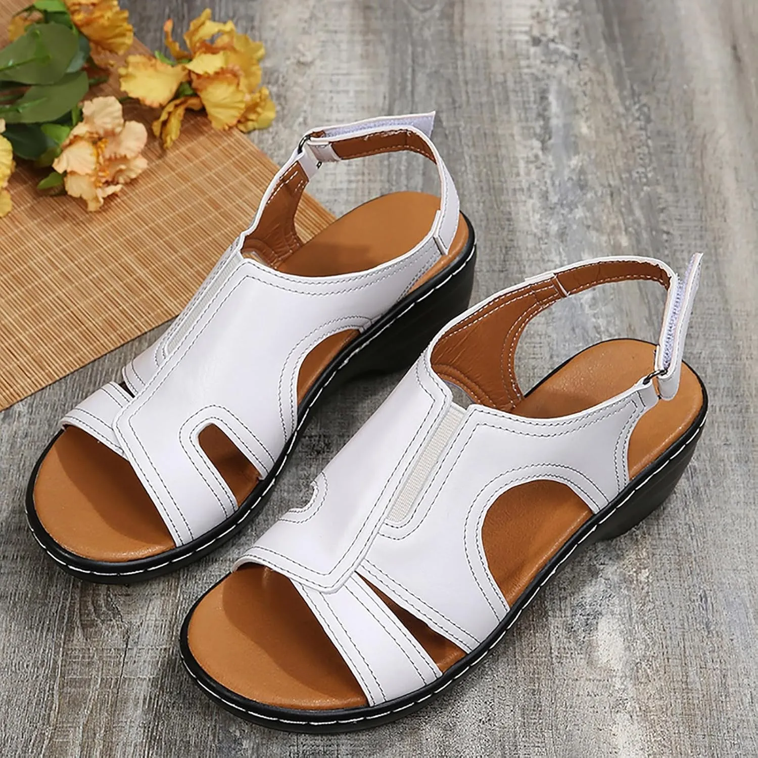 Orthopedic Hiking Sandals Women Adjustable Straps Arch Support Thick Cushion Outdoor Walking Shoes Plantar Fasciitis Relief Summer Sport