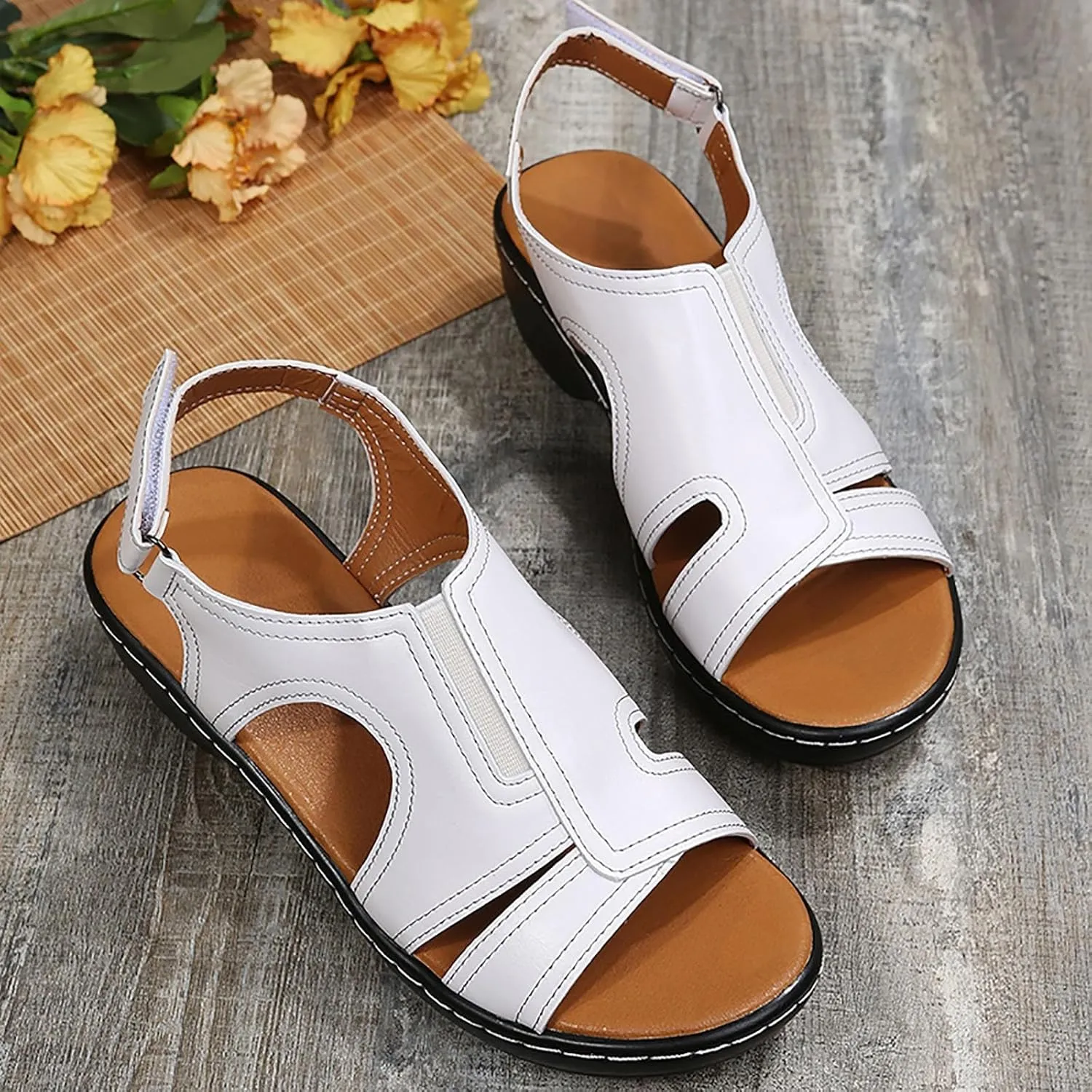 Orthopedic Hiking Sandals Women Adjustable Straps Arch Support Thick Cushion Outdoor Walking Shoes Plantar Fasciitis Relief Summer Sport