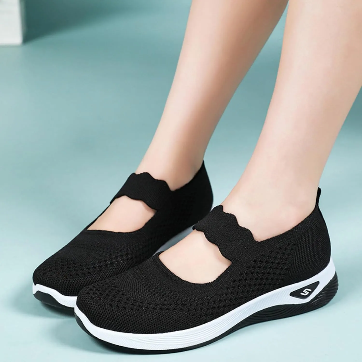 Orthopedic Shoes for Women Walking Shoes Comfortable Breathable Knit Slip On Sneakers Soft Orthopedic Slip-On Indoor Outdoor Casual Shoe Lightweight Wide Width Soft Sole Arch Support Non-Slip Shoe