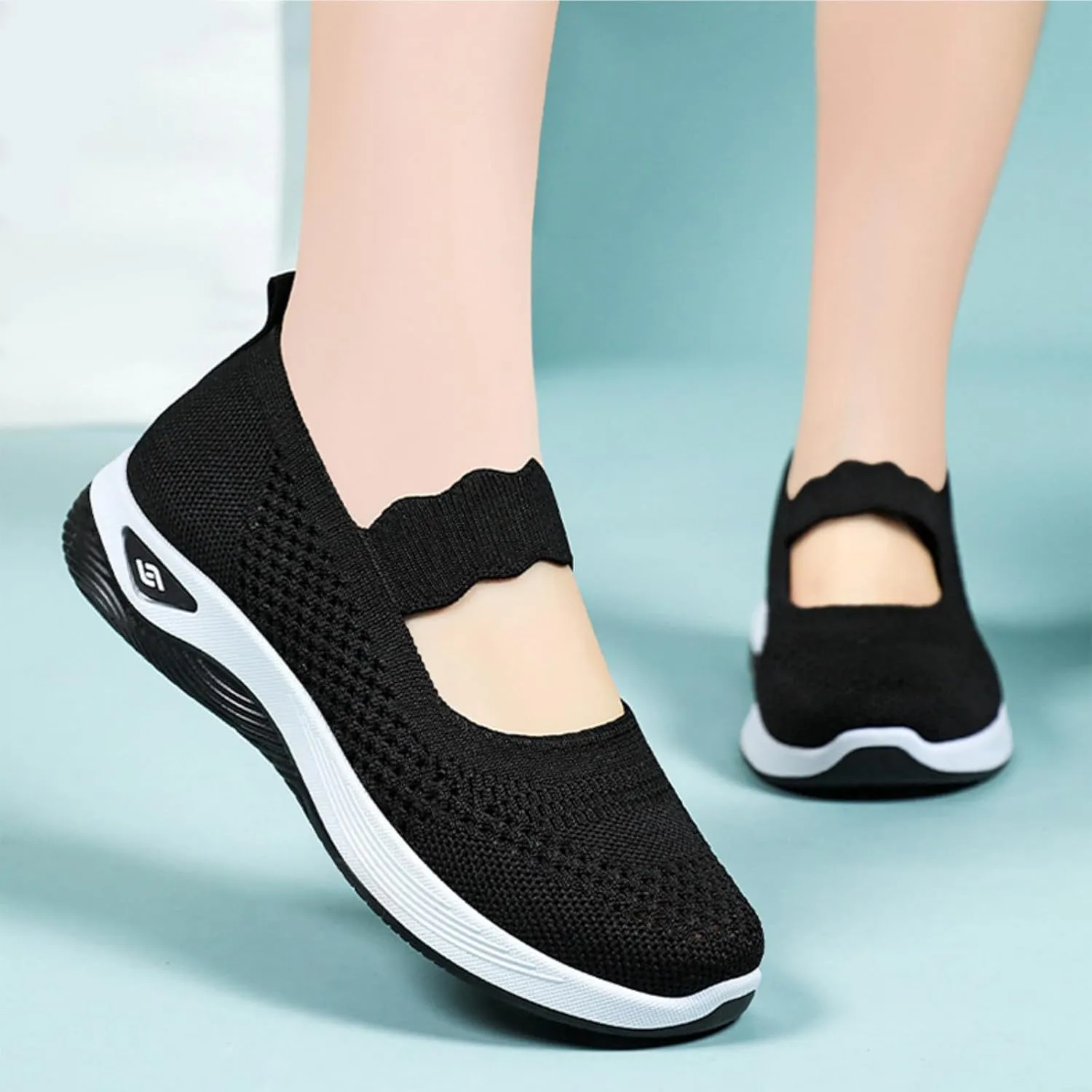 Orthopedic Shoes for Women Walking Shoes Comfortable Breathable Knit Slip On Sneakers Soft Orthopedic Slip-On Indoor Outdoor Casual Shoe Lightweight Wide Width Soft Sole Arch Support Non-Slip Shoe