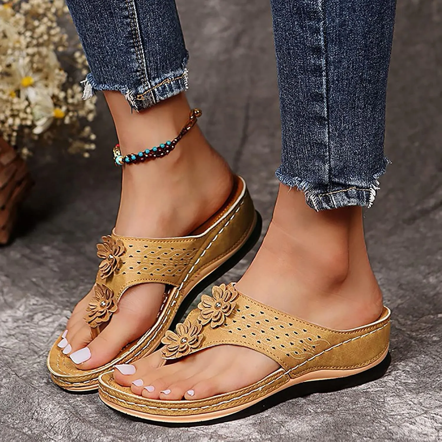 Orthopedic Slides for Women Arch Support Recovery Sandals Thick Cushion Yoga Mat Slip On Summer Casual Indoor Outdoor Shoes