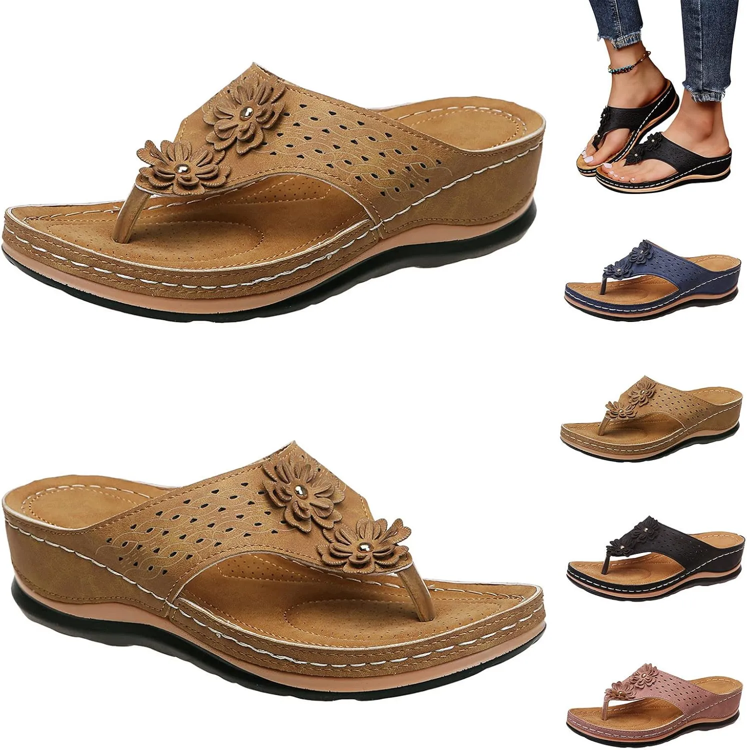 Orthopedic Slides for Women Arch Support Recovery Sandals Thick Cushion Yoga Mat Slip On Summer Casual Indoor Outdoor Shoes