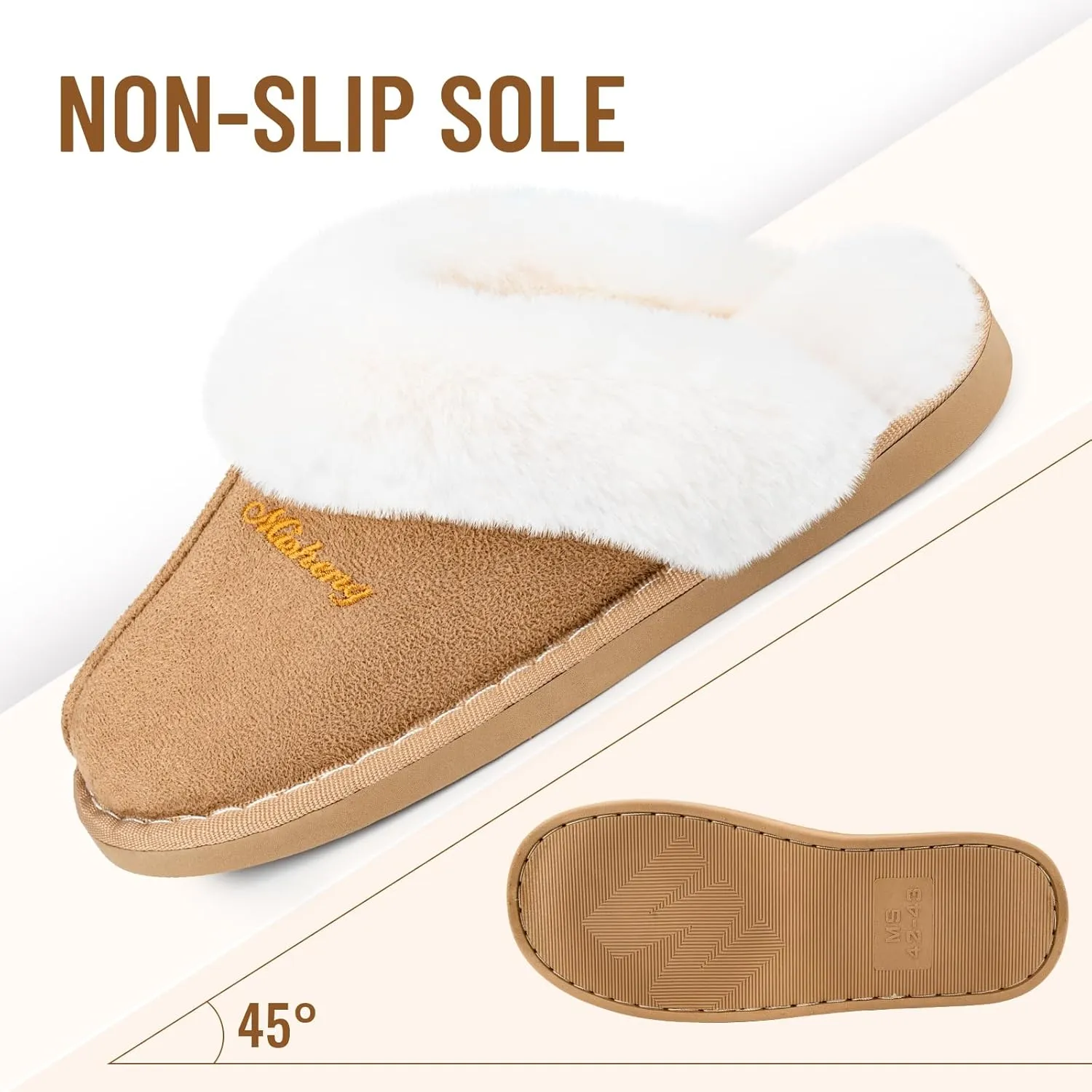 Plush House Slippers for Women, Fuzzy Warm Soft Home Slipper, Fluffy Winter Non-Slip Slippers for Bedroom Indoor.