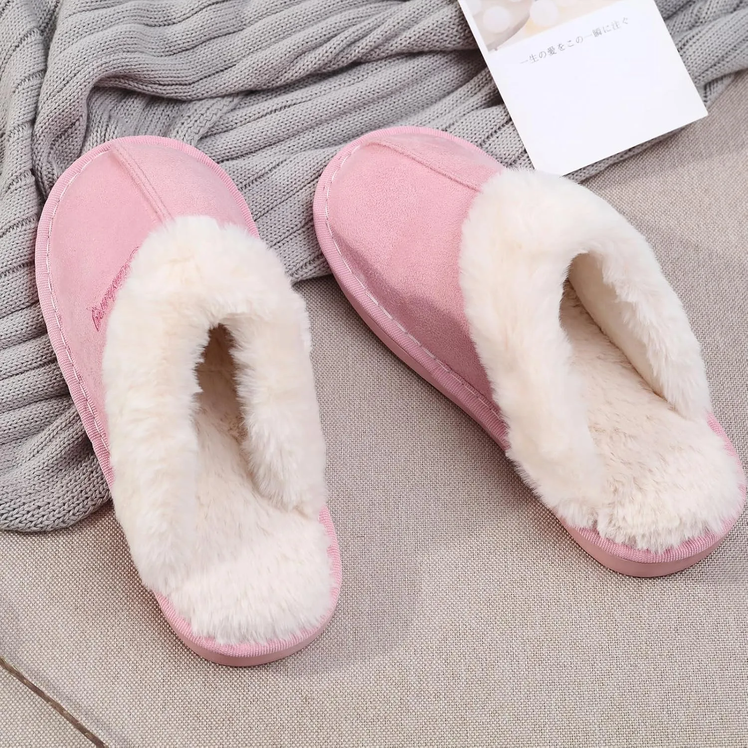 Plush House Slippers for Women, Fuzzy Warm Soft Home Slipper, Fluffy Winter Non-Slip Slippers for Bedroom Indoor.