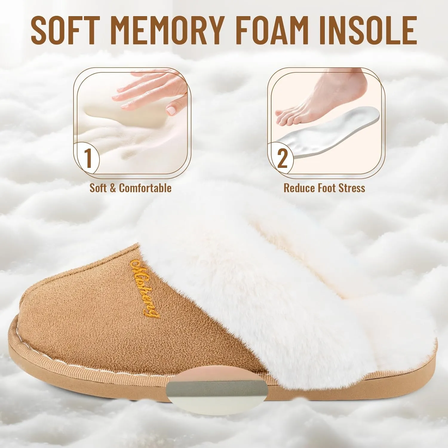 Plush House Slippers for Women, Fuzzy Warm Soft Home Slipper, Fluffy Winter Non-Slip Slippers for Bedroom Indoor.