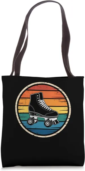 Retro Sunset Roller Skate Shoes Silhouette Roller Skating Tote Bag