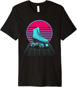 Retro Synthwave Vaporwave Roller Skate Shoes Premium T-Shirt
