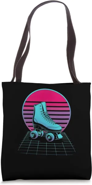 Retro Synthwave Vaporwave Roller Skate Shoes Tote Bag