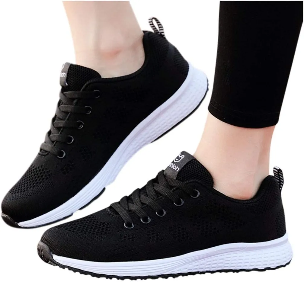Running Shoes for Women Mesh Breathable Women Shoes Casual Platform Sneakers Sneakers for Women Running Fashion Walking White Basketball Shoe White Loafers