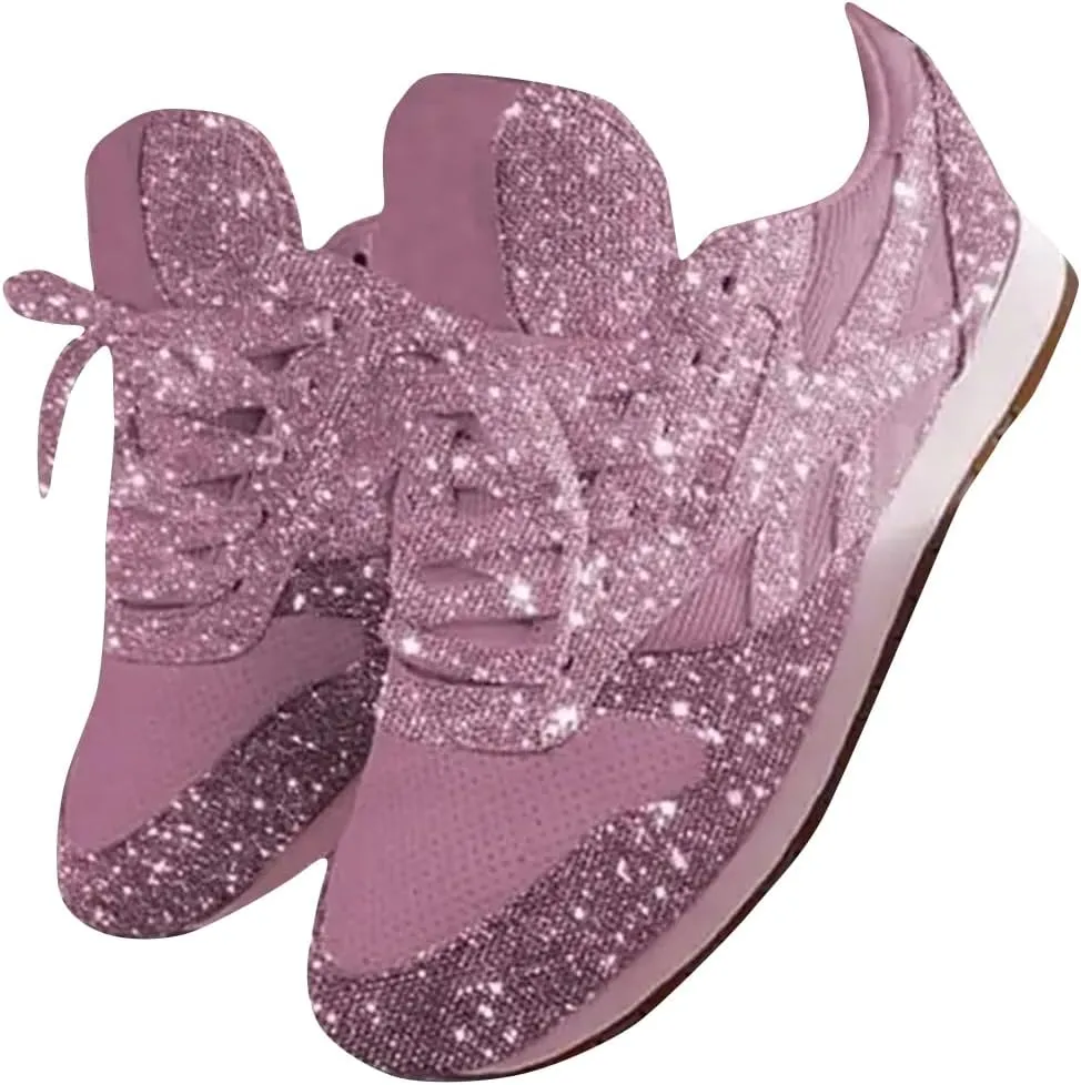 Sequins Lace-up Muffin Sneakers