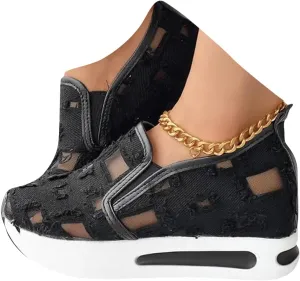 Sequins Lace-up Muffin Sneakers