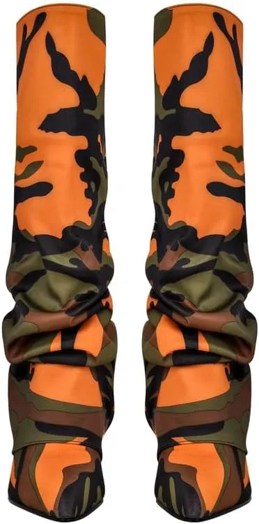 sexytag Fold Over Wedge Heel Metallic Boots Slouchy Ruched Knee High Boots