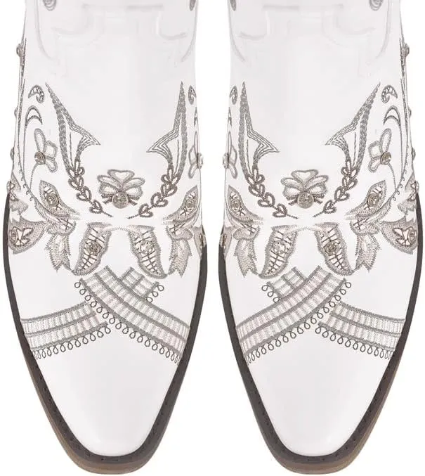 sexytag Western Cowboy Boots for Women Embroidered Rhinestones Knee High Cowgirl Boots
