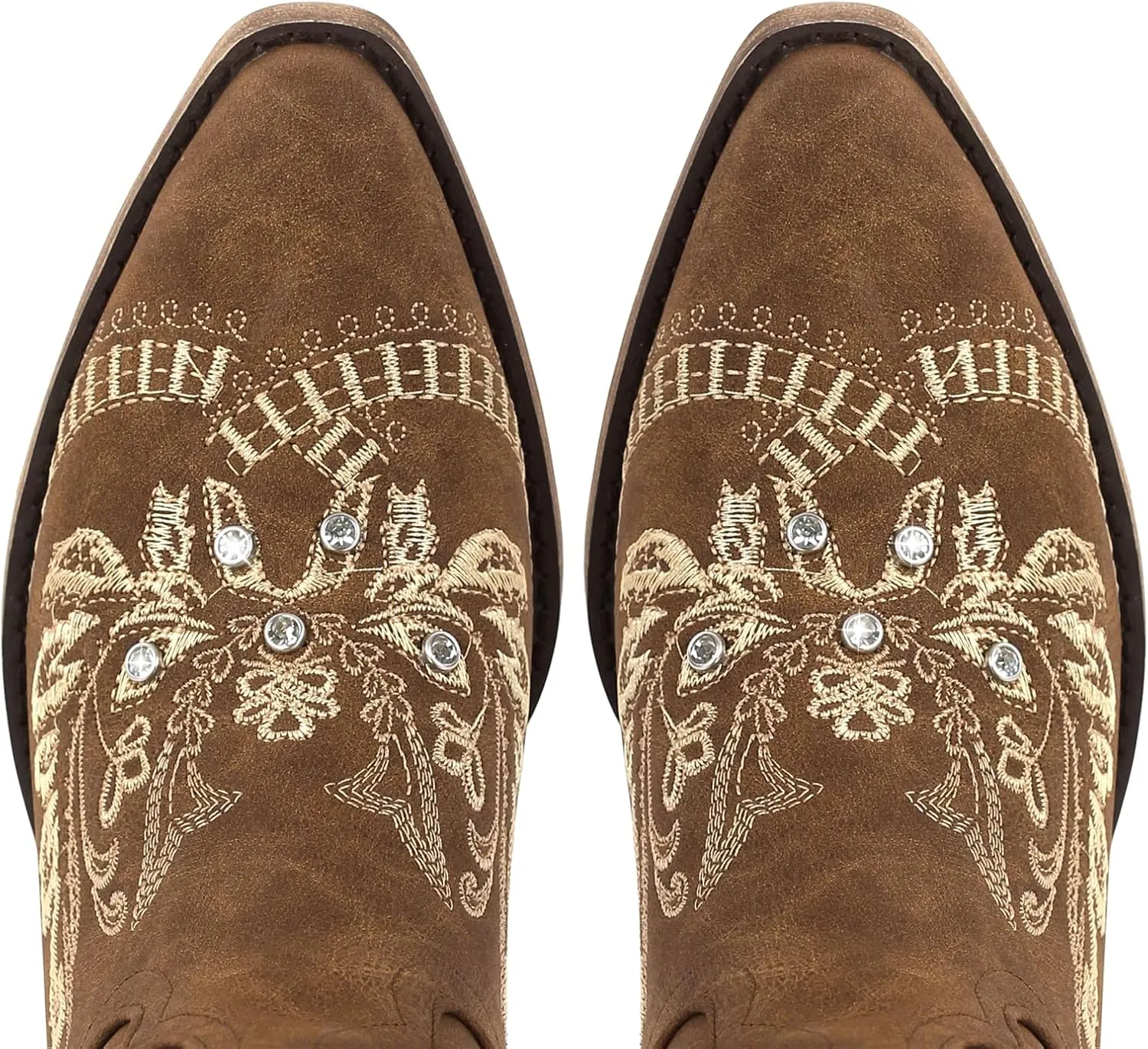 sexytag Western Cowboy Boots for Women Embroidered Rhinestones Knee High Cowgirl Boots