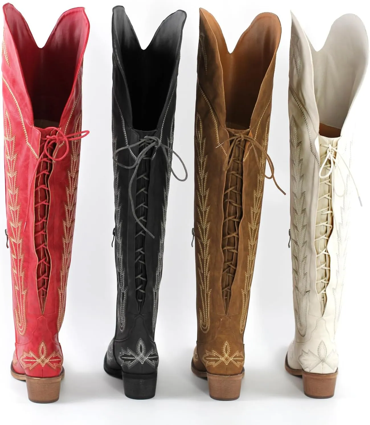 sexytag Western Cowboy Boots for Women Embroidered Thigh High Cowgirl Boots