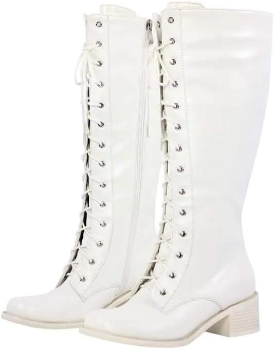 sexytag Women's Knee High Boots Lace up Riding Combat Wide Calf Boots