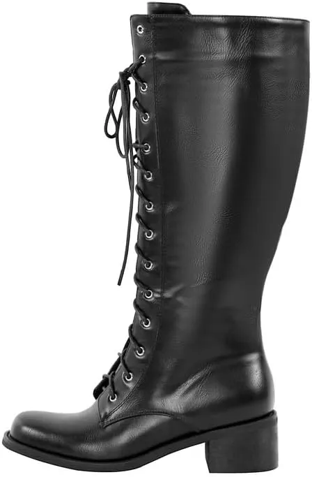 sexytag Women's Knee High Boots Lace up Riding Combat Wide Calf Boots