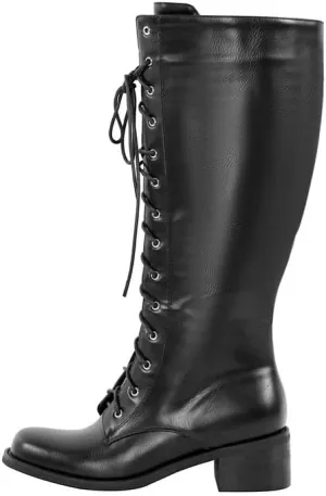 sexytag Women's Knee High Boots Lace up Riding Combat Wide Calf Boots