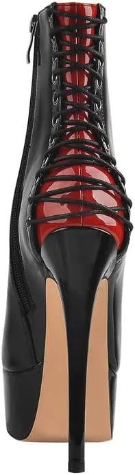 sexytag Women's Sexy Platform Peep Toe Stiletto High Heel Ankle Boots