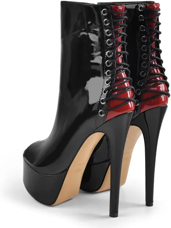sexytag Women's Sexy Platform Peep Toe Stiletto High Heel Ankle Boots