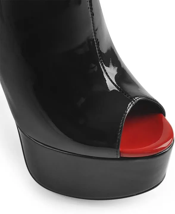 sexytag Women's Sexy Platform Peep Toe Stiletto High Heel Ankle Boots
