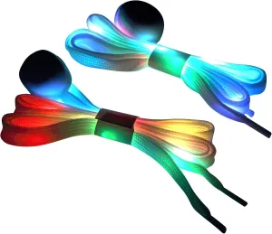 Shoelaces Light Up Laces, 3 Modes 7 Colors Flashing Colorful Shoestrings for Night Party(White)
