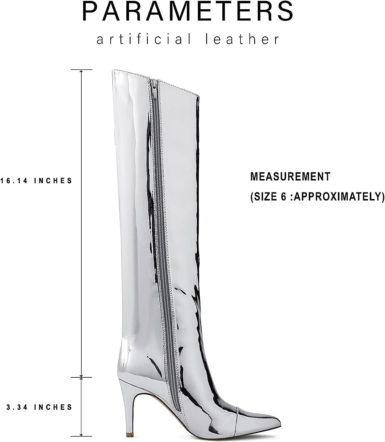 Shoe'N Tale Women's Knee High Boots Pointed Toe Stiletto High Heel Metallic Party Dressy Slip-on Booties Shoes