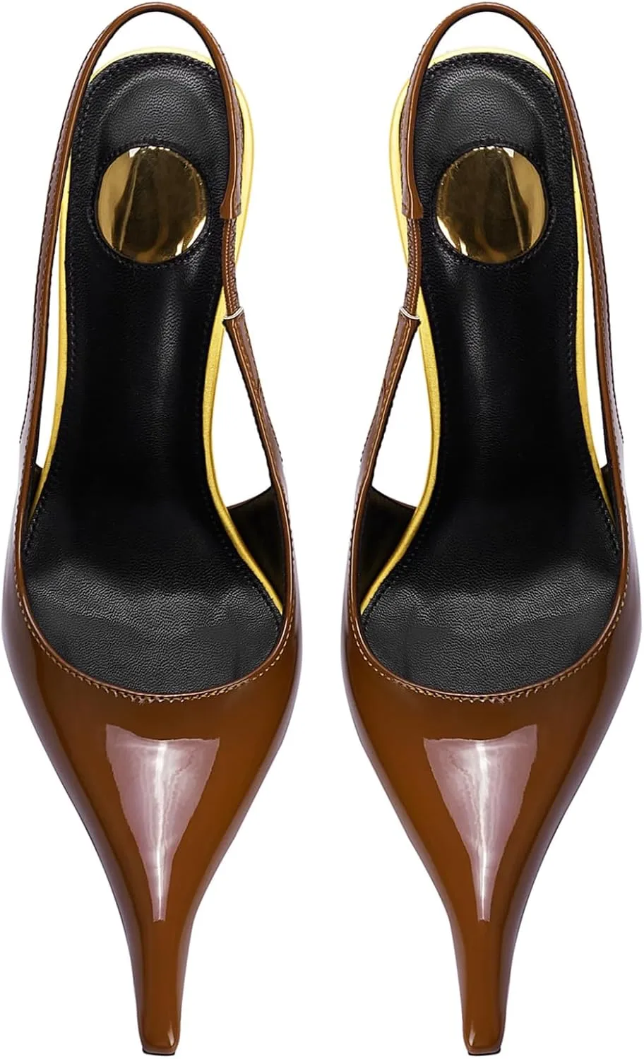 Slingback Heels for Women Pointed Close Toe Kitten Heels Patent Pumps Dress Party Comfy Stiletto 4 Inch Dress Shoes