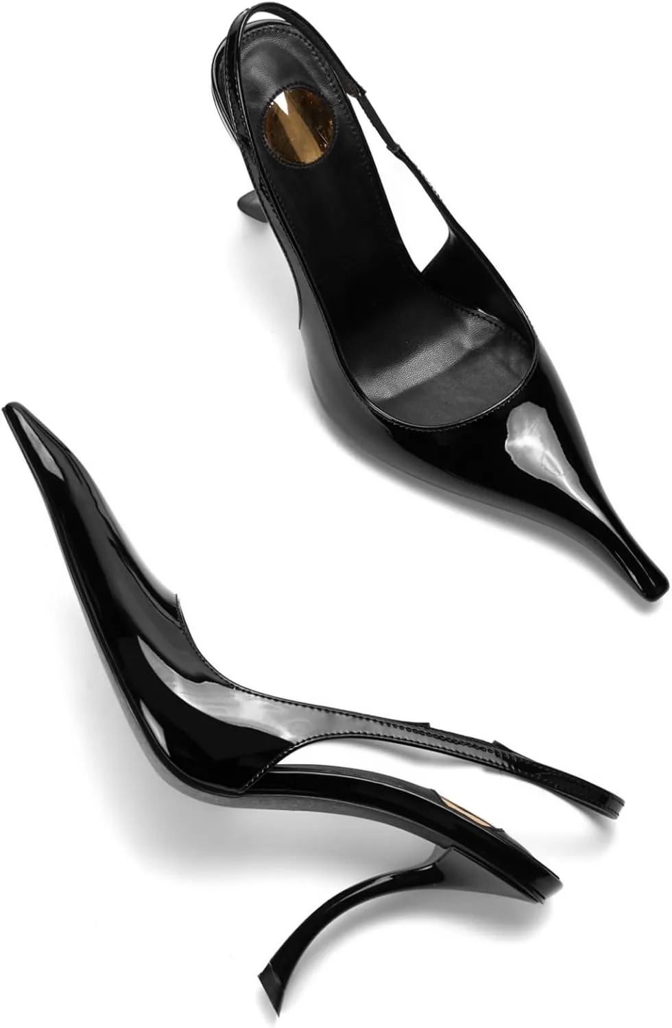Slingback Heels for Women Pointed Close Toe Kitten Heels Patent Pumps Dress Party Comfy Stiletto 4 Inch Dress Shoes