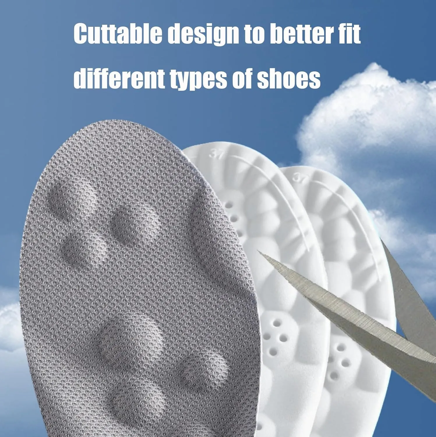 Steppes Insoles, Cloud Soles for Men Women, 4D Memory Foam Orthopedic Insoles Sports Shoes Insoles, U-Shape Memory Foam Insoles (Orange, 8-9)