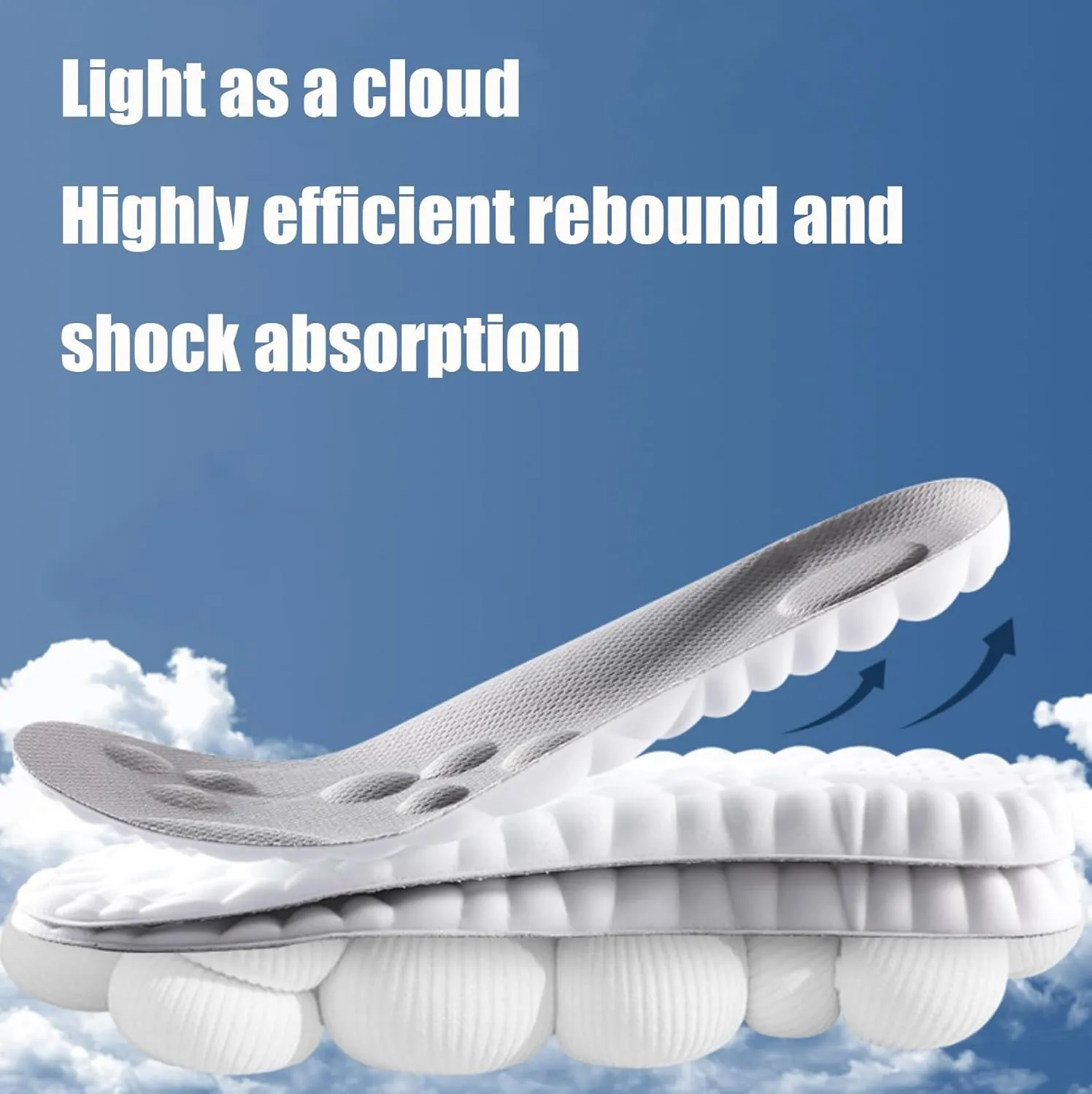 Steppes Insoles, Cloud Soles for Men Women, 4D Memory Foam Orthopedic Insoles Sports Shoes Insoles, U-Shape Memory Foam Insoles (Orange, 8-9)