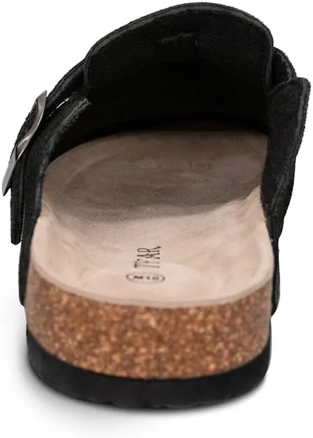 TF STAR Unisex Soft Footbed Clog Cow Suede Leather Clogs, Cork Clogs Shoes for Women Men Tan