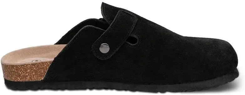 TF STAR Unisex Soft Footbed Clog Cow Suede Leather Clogs, Cork Clogs Shoes for Women Men Tan