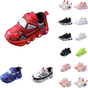 Toddler Boys Girls Light Up Shoes LED Flashing Lightweight Mesh Breathable Adorable Running Sneakers for Toddler (A3-Black, 9 Toddler)