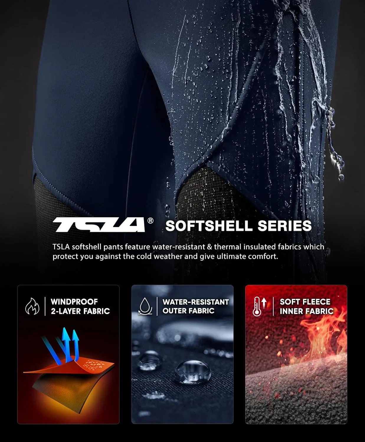 TSLA Women's Softshell Winter Snow Ski Pants, Fleece Lined Waterproof Hiking Pants, Insulated Work Outdoor Pants