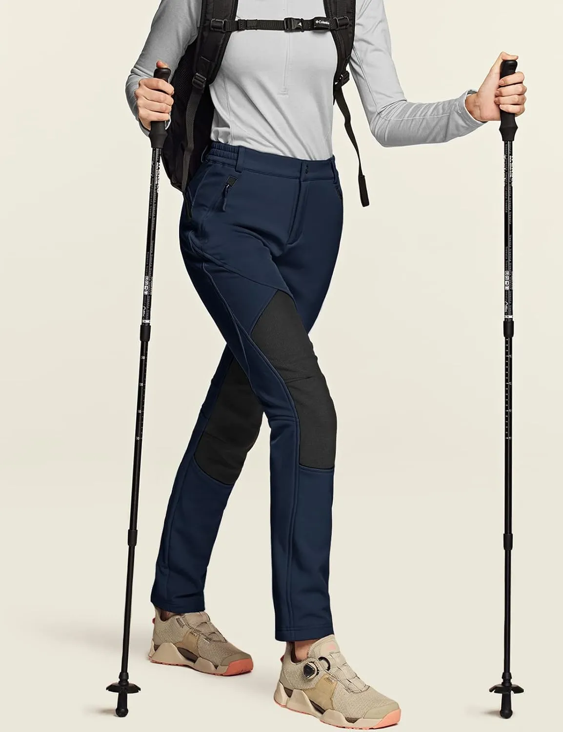 TSLA Women's Softshell Winter Snow Ski Pants, Fleece Lined Waterproof Hiking Pants, Insulated Work Outdoor Pants