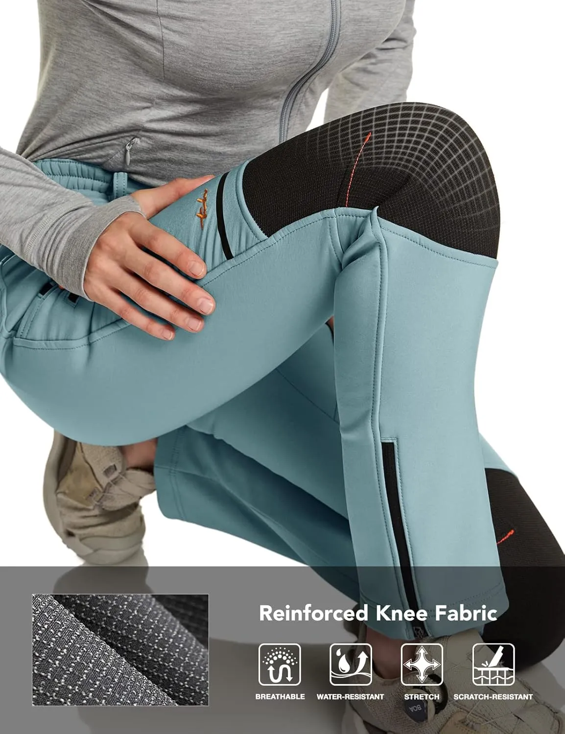 TSLA Women's Softshell Winter Snow Ski Pants, Fleece Lined Waterproof Hiking Pants, Insulated Work Outdoor Pants