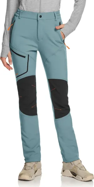 TSLA Women's Softshell Winter Snow Ski Pants, Fleece Lined Waterproof Hiking Pants, Insulated Work Outdoor Pants
