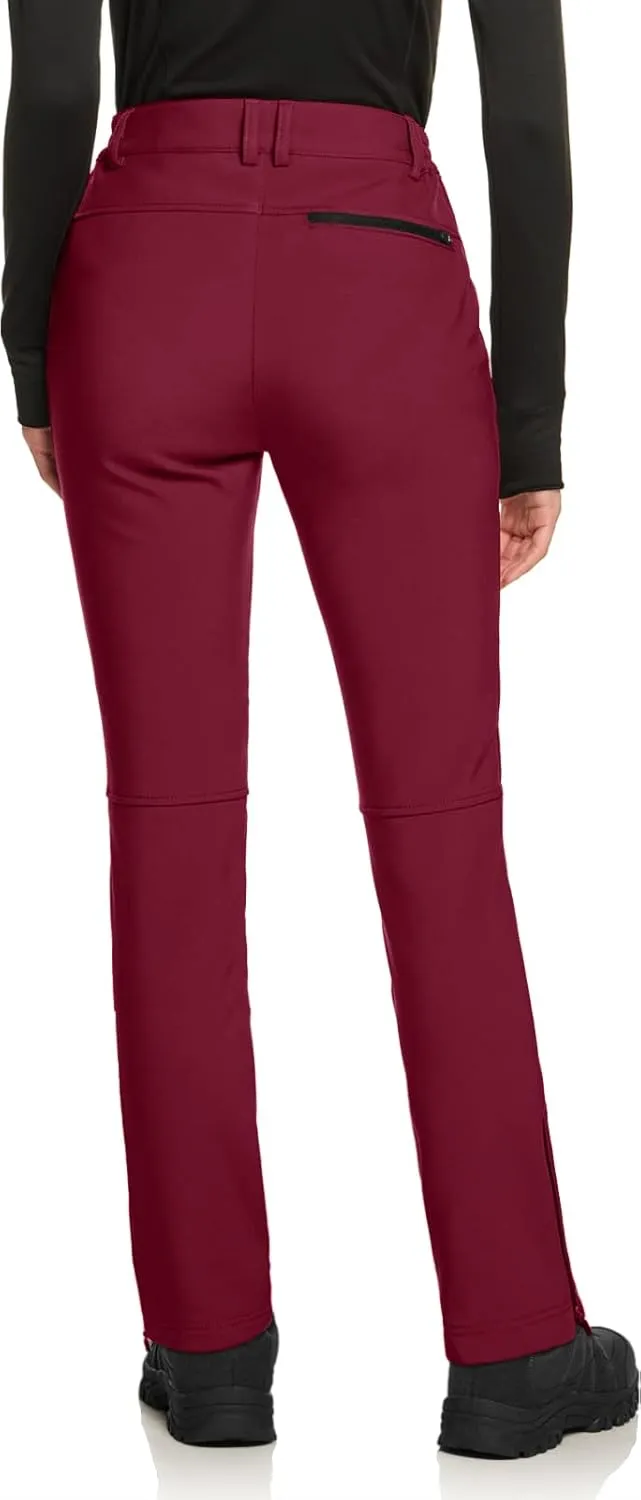 TSLA Women's Softshell Winter Snow Ski Pants, Fleece Lined Waterproof Hiking Pants, Insulated Work Outdoor Pants
