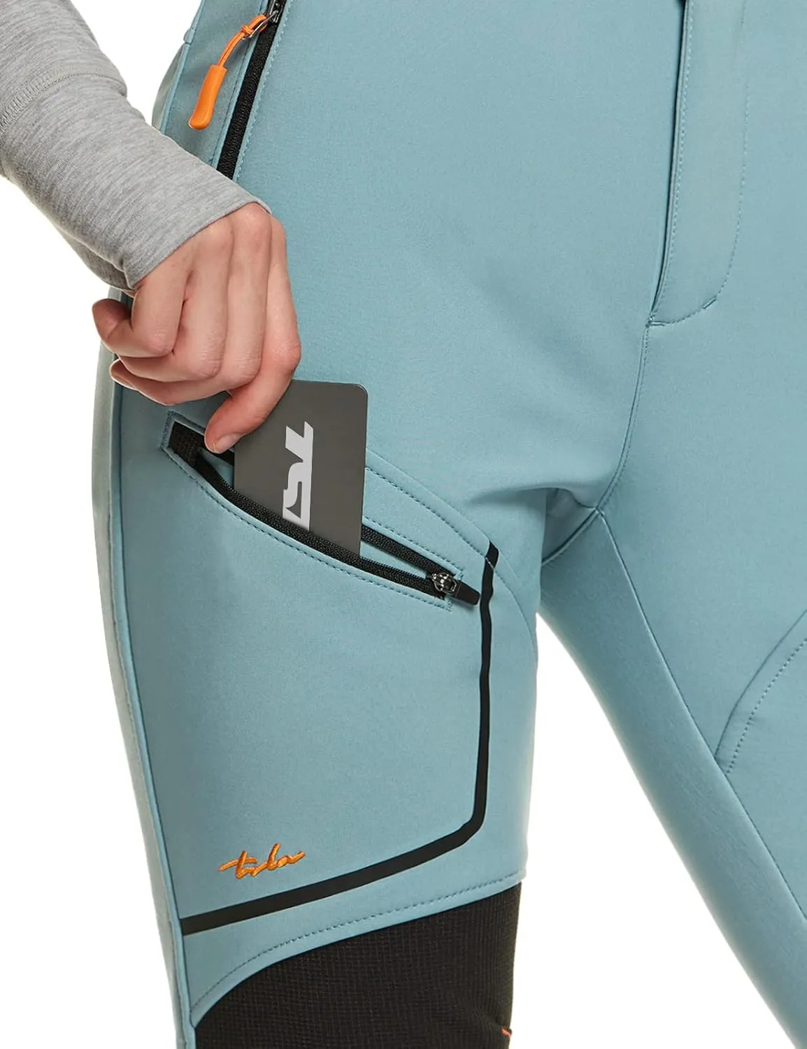 TSLA Women's Softshell Winter Snow Ski Pants, Fleece Lined Waterproof Hiking Pants, Insulated Work Outdoor Pants